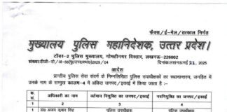 यूपी पुलिस में बड़ा फेरबदल: 25 डीएसपी का तबादला।