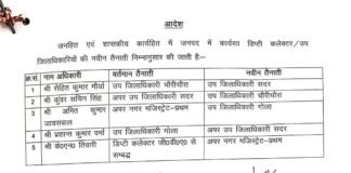 गोरखपुर में पांच एसडीएम का तबादला, रोहित मौर्य बने सदर तहसील के नए कमांडर।