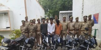 पुलिस की बड़ी कार्रवाई: चोरी की छह मोटरसाइकिलों संग तीन शातिर चोर गिरफ्तार।