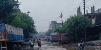 गीडा ट्रांसपोर्ट नगर की सड़कें बदहाल, गड्ढों और जलभराव से जनता त्रस्त, मरम्मत का वादा।