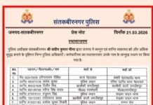 संतकबीरनगर में बड़े पैमाने पर पुलिस फेरबदल: कानून-व्यवस्था को मजबूत बनाने की बड़ी पहल