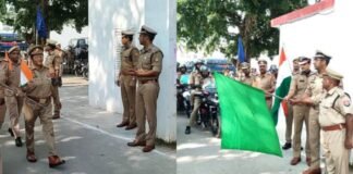 डीआईजी ने तिरंगा रैली को दिखाई हरी झंडी, पुलिस बल के साथ खुद भी बने यात्रा का हिस्सा पुलिस लाइन से निकली रैली ने शहर को रंगा देशभक्ति के रंग में, कबीर तिराहा, झंडा तिराहा और कंपनी बाग से होकर गुजरी यात्रा